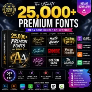 25,000+ Premium Fonts Bundle – Stylish, Modern & Creative Font Collection for Designers